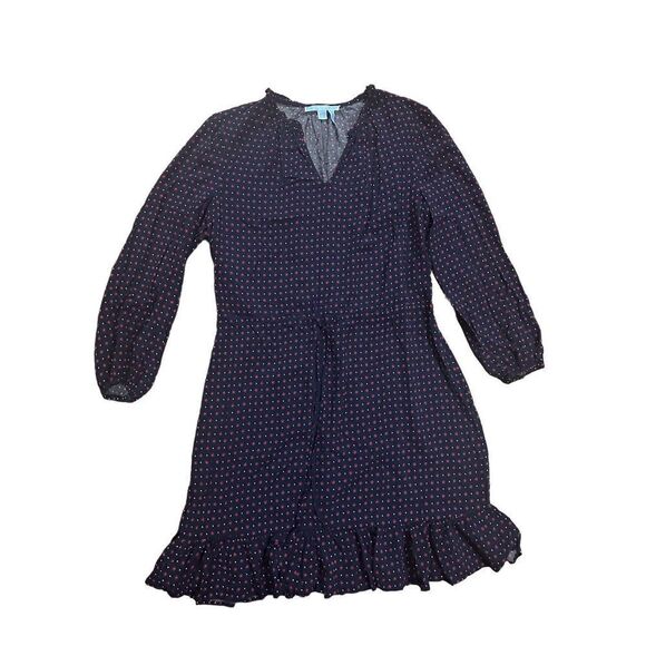 Draper James Multi Dot Popcover Dress ASO Reese Witherspoon sz Large Navy blue - Picture 4 of 10